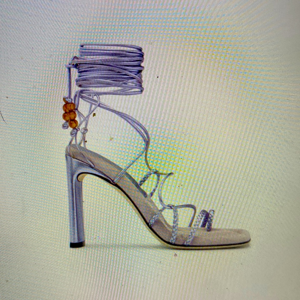 Tamara Mellon Wrap Detail Heels beautiful metallic lilac color.